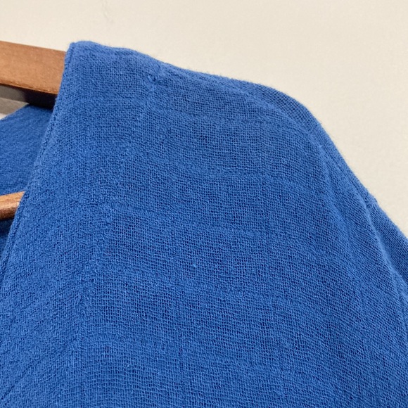 Oh My Gauze Top Womens 1 Small Medium Blue Long Sleeve V Neck Light Jacket - Picture 5 of 12